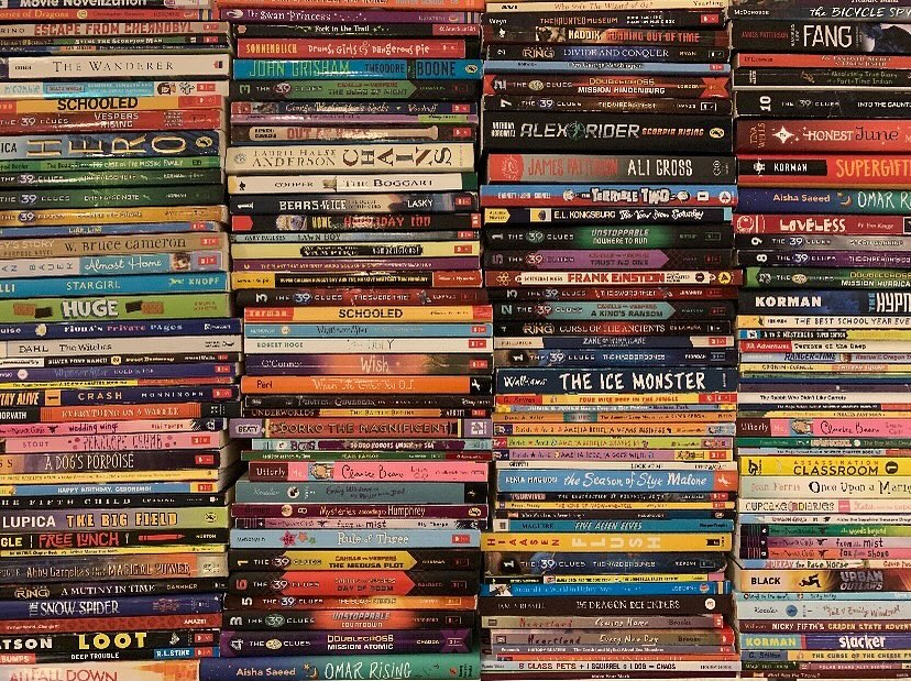 a large stack of books